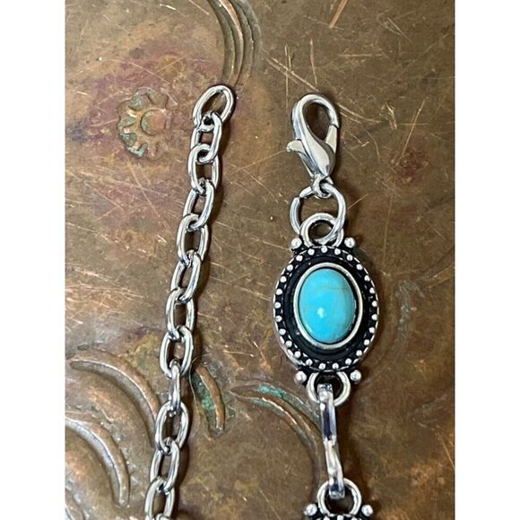 Women Fashion Beaded Anklet Metal Faux Turquoise Ankle Boot Bracelet Christmas - Picture 4 of 8